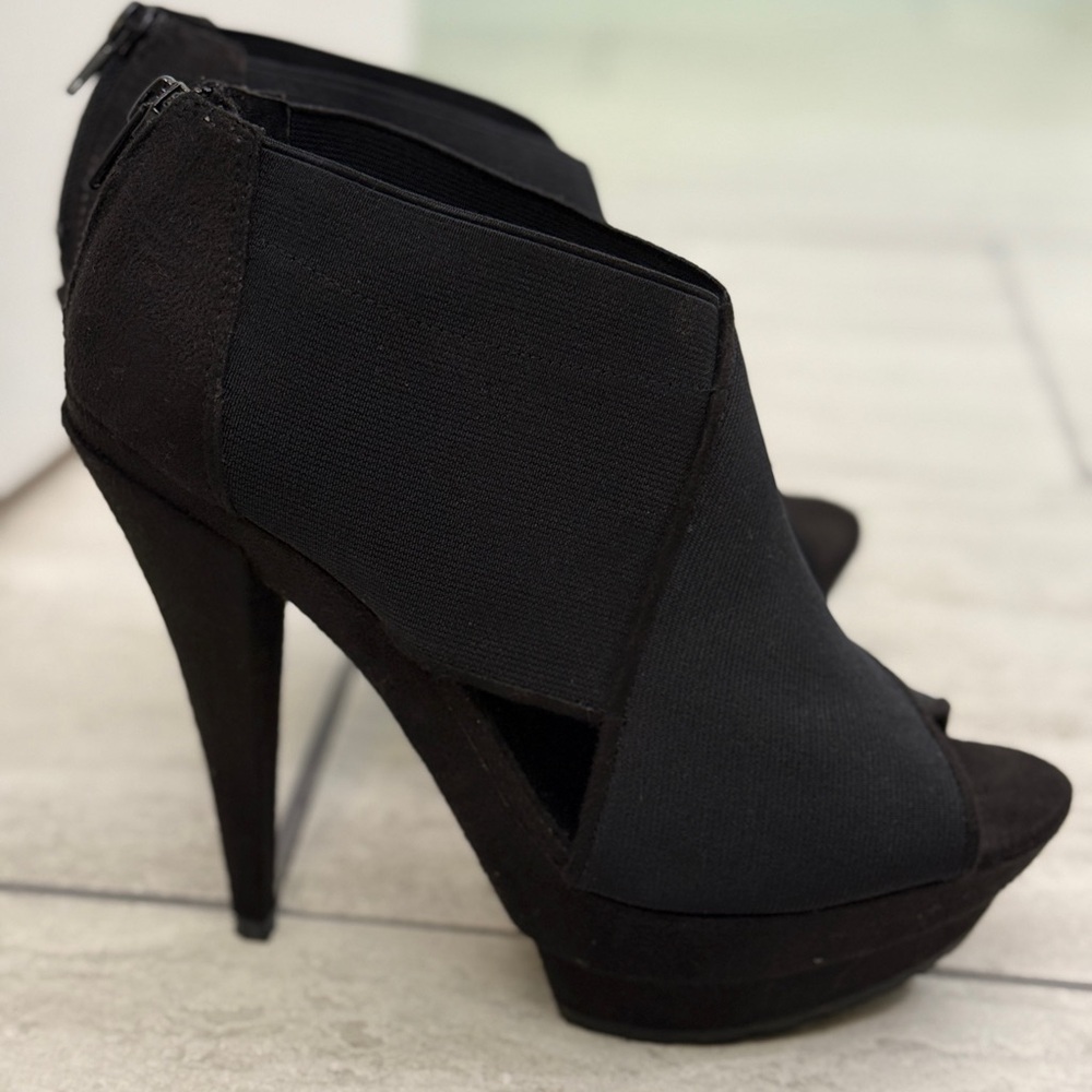 Vintage Jessica Simpson - Y2K Elastic Platform Heeled Bootie - Black - size 8.5 - Picture 7 of 11